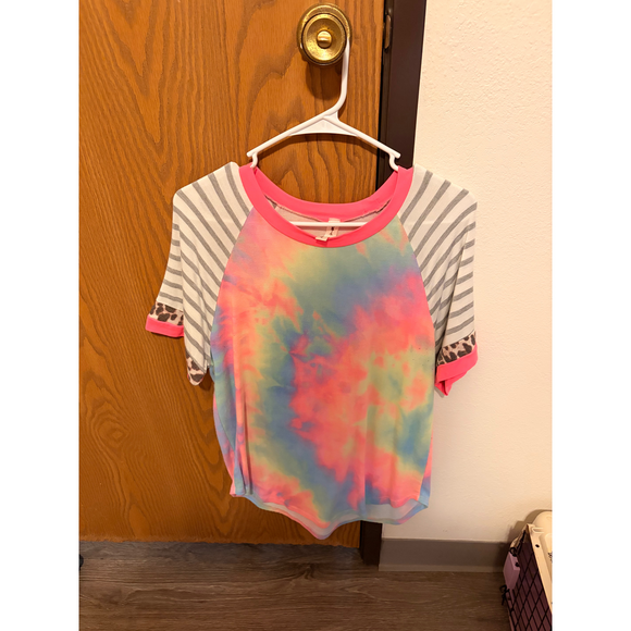 Unknown Tops - Unknown Tie Dye Pink Shirt Size Medium in Brown